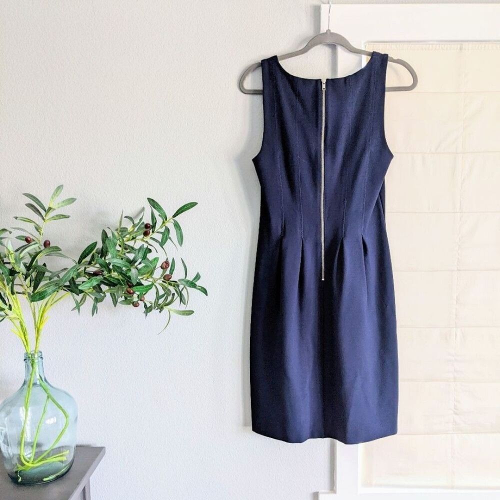 Nave Blue J. Crew Stretch Ponte Dress 8 Classic Event Preppy Coastal - Picture 3 of 11